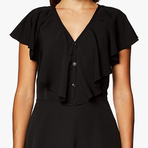 Lark & Ro V-Neck Ruffle Fit and Flare Dress - Picture 3 of 9